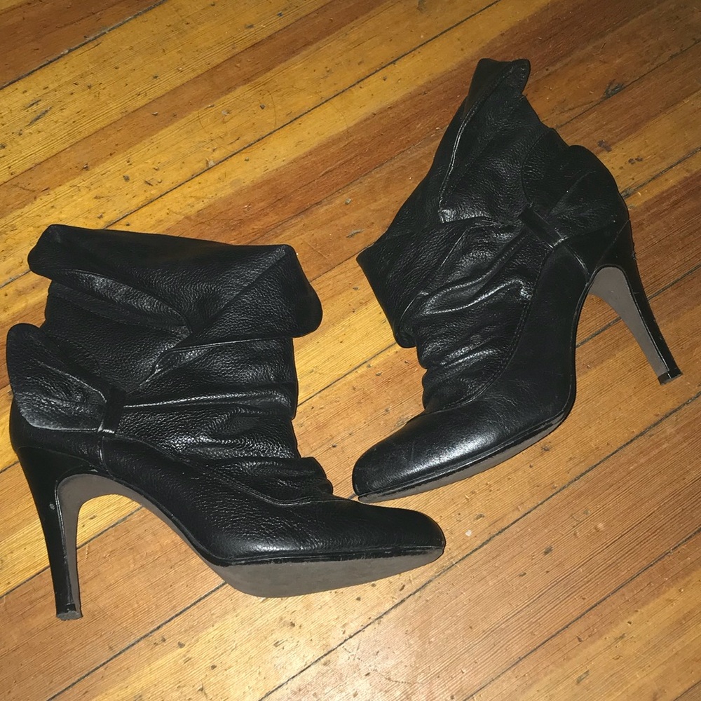 Black booties , size 8 1/2 , Used, Leather